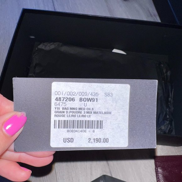 Saint Laurent Monogram Medium Envelope Purse with Matching Card Holder Burgundy - Picture 9 of 9